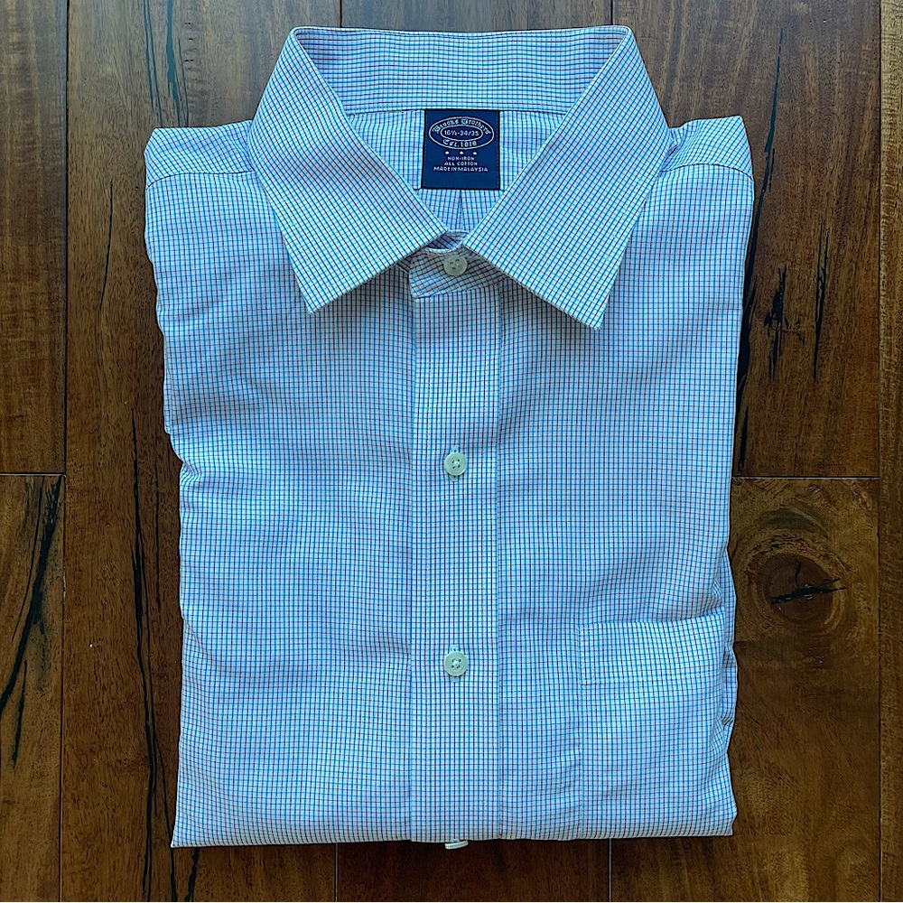 Brooks Brothers Dress Shirt 16.5 34/35 White/Blue/Red